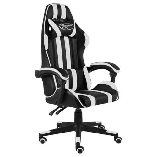 Teenpull Gaming-Stuhl, Bürostuhl aus Kunstleder, Höhenverstellbar mit Rollen, Computer Stuhl für Zuhause, Ergonomischer Schreibtischstuhl Schwarz-Weiß von Teenpull
