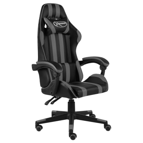 Teenpull Gaming-Stuhl, Kunstleder Schwarz Grau, Ergonomischer Bürostuhl mit Rollen, Verstellbarer Computer Stuhl für Zuhause, Schreibtisch von Teenpull