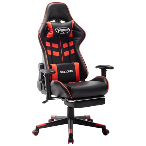 Teenpull Gaming-Stuhl, Kunstleder Schwarz-Rot, verstellbar mit Fußstütze für Büro & Computer, 110 kg Tragkraft von Teenpull