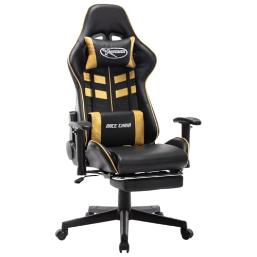 Teenpull Gaming-Stuhl, ergonomischer Bürostuhl mit Verstellbarer Fußstütze, hoher Rückenlehne für Computer-Gamer, Schwarz Gold Kunstleder Teenpull Gaming-Stuhl, ergonomischer Bürostuhl mit Verstellbarer Fußstütze, hoher Rückenlehne für Computer-Gamer, Schwarz Gold Kunstleder von Teenpull