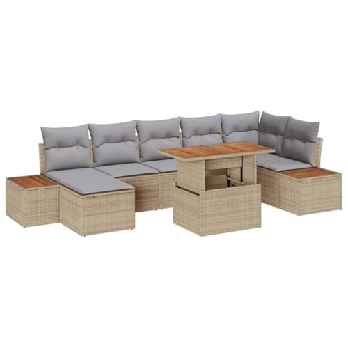 Teenpull Garten Essgruppe mit Kissen 8-teilig Beige Grau, Poly-Rattan Akazienholz Essset Outdoor, Modulares Terrassenmöbel-Set UV-beständig Teenpull Garten Essgruppe mit Kissen 8-teilig Beige Grau, Poly-Rattan Akazienholz Essset Outdoor, Modulares Terrassenmöbel-Set UV-beständig von Teenpull
