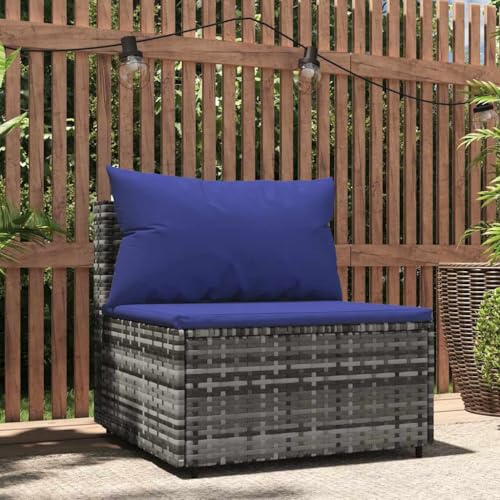 Teenpull Garten-Mittelsofa mit Kissen, Grau, Poly Rattan, 63x63x57.5 cm, Robustes Outdoor-Möbel für modulare Loungesets Teenpull Garten-Mittelsofa mit Kissen, Grau, Poly Rattan, 63x63x57.5 cm, Robustes Outdoor-Möbel für modulare Loungesets von Teenpull