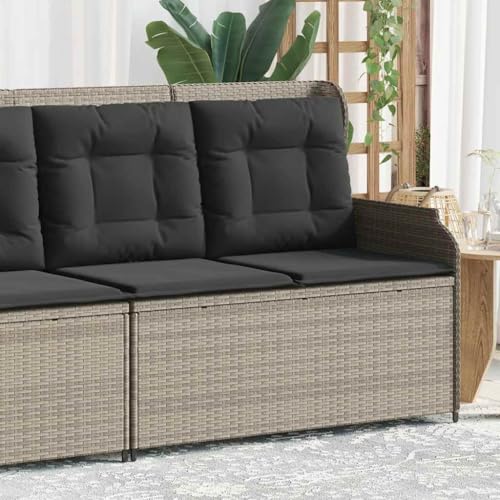 Teenpull Gartenbank Verstellbar mit Kissen Hellgrau, Poly Rattan Relaxliege für Außenbereich, UV-beständig mit abnehmbaren Bezügen, Komfortable Outdoor-Sitzgelegenheit von Teenpull