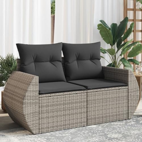 Teenpull Gartensofa 2-Sitzer Grau aus robustem Poly Rattan, 142 cm breit, mit integriertem Stauraum, wasserdichtem Beutel und bequemen Kissen für Outdoor-Patio-Möbel Teenpull Gartensofa 2-Sitzer Grau aus robustem Poly Rattan, 142 cm breit, mit integriertem Stauraum, wasserdichtem Beutel und bequemen Kissen für Outdoor-Patio-Möbel von Teenpull