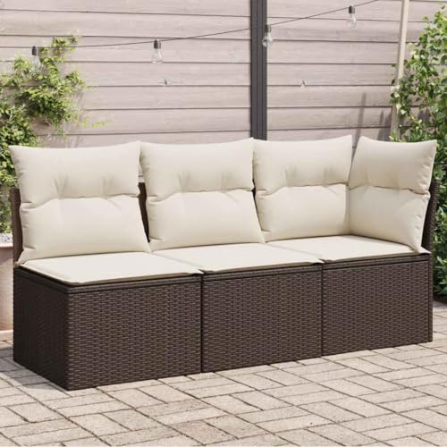 Teenpull Gartensofa 3-Sitzer, Braun Poly Rattan Lounge Set mit Kissen, Ecksofa Modul Outdoor Sitzgruppe für Patio, Balkon & Garten Teenpull Gartensofa 3-Sitzer, Braun Poly Rattan Lounge Set mit Kissen, Ecksofa Modul Outdoor Sitzgruppe für Patio, Balkon & Garten von Teenpull