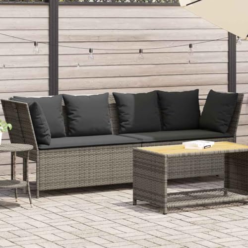 Teenpull Gartensofa mit Kissen Grau, Poly Rattan Lounge Set für Außenbereich, UV-beständig, 233x68,5 cm, Modulares Design, Robustes Stahlgestell, Bequeme Polsterung, Hohe Tragfähigkeit von Teenpull