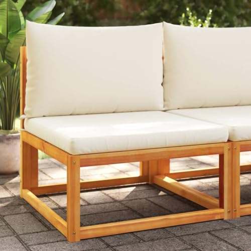 Teenpull Gartensofa ohne Armlehnen, Robustes Akazienholz mit Seilgeflecht, Bequeme Polsterung, 65x65cm, modulares Outdoor-Sitzmöbel für Patio, Balkon & Garten von Teenpull