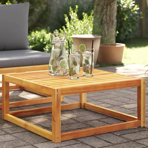 Teenpull Gartentisch aus massivem Akazienholz, 65x65x29 cm, wetterfest für Outdoor Patio Garten Balkon, Robustes Holzmöbelstück für entspannte Stunden von Teenpull