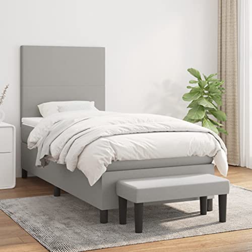 Teenpull Gepolstertes Boxspringbett 80x200 cm mit Taschenfederkernmatratze, höhenverstellbarem Kopfteil, Hellgrau Stoff Schlafzimmermöbel Set inklusive Matratzenauflage und Bank für optimalen Teenpull Gepolstertes Boxspringbett 80x200 cm mit Taschenfederkernmatratze, höhenverstellbarem Kopfteil, Hellgrau Stoff Schlafzimmermöbel Set inklusive Matratzenauflage und Bank für optimalen von Teenpull