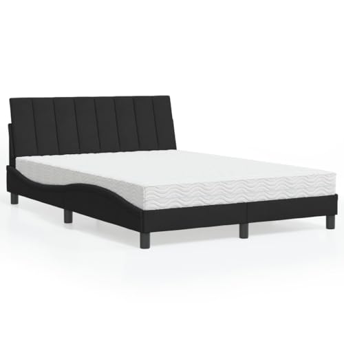 Teenpull Hanko Bett mit Matratze 140x200 cm, Schwarz Samt Polsterbett, Komfortables Schlafzimmer Möbel Set mit stabilem Lattenrost und Kopfteil für erholsamen Schlaf, Modernes Design Teenpull Hanko Bett mit Matratze 140x200 cm, Schwarz Samt Polsterbett, Komfortables Schlafzimmer Möbel Set mit stabilem Lattenrost und Kopfteil für erholsamen Schlaf, Modernes Design von Teenpull