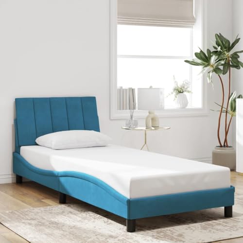 Teenpull Hanko Bettgestell Blau 90x200 cm aus Samt, modernes Polsterbett mit Kopfteil, stabile Basis für Schlafzimmer, ohne Matratze Teenpull Hanko Bettgestell Blau 90x200 cm aus Samt, modernes Polsterbett mit Kopfteil, stabile Basis für Schlafzimmer, ohne Matratze von Teenpull
