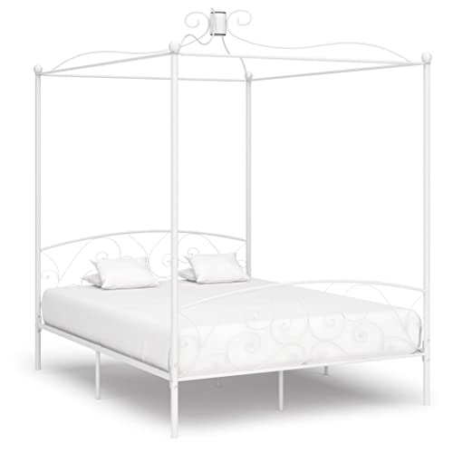Teenpull Himmelbett-Gestell, Weißes Metallrahmen für Schlafzimmer, 160x200cm, mit Lattenrost, Elegantes Design, Robuste Bettkonstruktion für Vorhänge, Zusätzliche Privatsphäre Teenpull Himmelbett-Gestell, Weißes Metallrahmen für Schlafzimmer, 160x200cm, mit Lattenrost, Elegantes Design, Robuste Bettkonstruktion für Vorhänge, Zusätzliche Privatsphäre von Teenpull