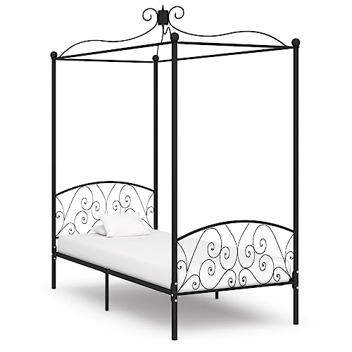 Teenpull Himmelbett-Gestell, schwarzes Metall, 90 x 200 cm, Robustes Bettgestell für Schlafzimmer, mit Oberrahmen, Moderne Möbel Teenpull Himmelbett-Gestell, schwarzes Metall, 90 x 200 cm, Robustes Bettgestell für Schlafzimmer, mit Oberrahmen, Moderne Möbel von Teenpull