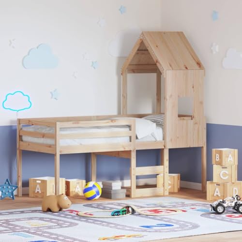 Teenpull Hochbett mit Dach, 90x200 cm Massivholz Kiefer, sicheres Jugendbett Rahmen, stabiles Bettrahmen Möbel für Kinder, ideal als Spielbett mit Schlafplattform, inklusive Kopfteil und Leiter. Teenpull Hochbett mit Dach, 90x200 cm Massivholz Kiefer, sicheres Jugendbett Rahmen, stabiles Bettrahmen Möbel für Kinder, ideal als Spielbett mit Schlafplattform, inklusive Kopfteil und Leiter. von Teenpull