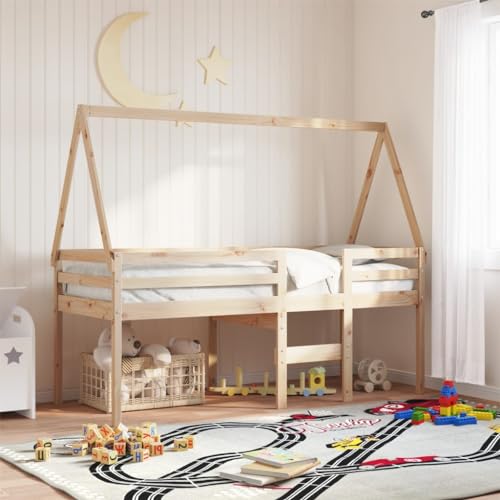 Teenpull Hochbett mit Dach 90x200 cm aus massivem Kiefernholz, sicheres Kinderbett für Schlafzimmer, modernes Design, praktische Funktion, erweiterbar Teenpull Hochbett mit Dach 90x200 cm aus massivem Kiefernholz, sicheres Kinderbett für Schlafzimmer, modernes Design, praktische Funktion, erweiterbar von Teenpull