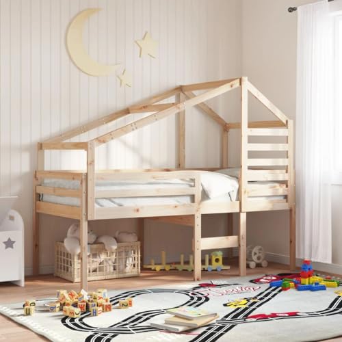 Teenpull Hochbett mit Dach Massivholz Kiefer unbehandelt 80x200 cm Matratzengröße, Stabiler Bettrahmen für Kinderzimmer, sicheres Kindermöbel mit integrierter Leiter, robuste Schlaf-Plattform Basis. Teenpull Hochbett mit Dach Massivholz Kiefer unbehandelt 80x200 cm Matratzengröße, Stabiler Bettrahmen für Kinderzimmer, sicheres Kindermöbel mit integrierter Leiter, robuste Schlaf-Plattform Basis. von Teenpull