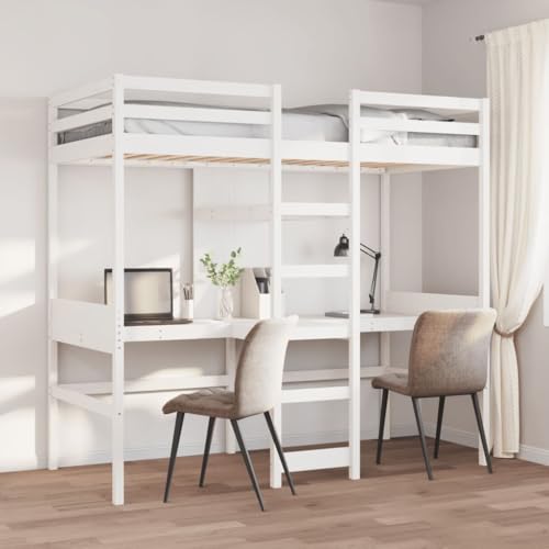 Teenpull Hochbett ohne Matratze Weiß 90x190 cm aus Massivholz Kiefer, stabiles Jugendbett mit integriertem Schreibtisch, Regalen, Leiter und Rausfallschutz für Schlafzimmer Teenpull Hochbett ohne Matratze Weiß 90x190 cm aus Massivholz Kiefer, stabiles Jugendbett mit integriertem Schreibtisch, Regalen, Leiter und Rausfallschutz für Schlafzimmer von Teenpull