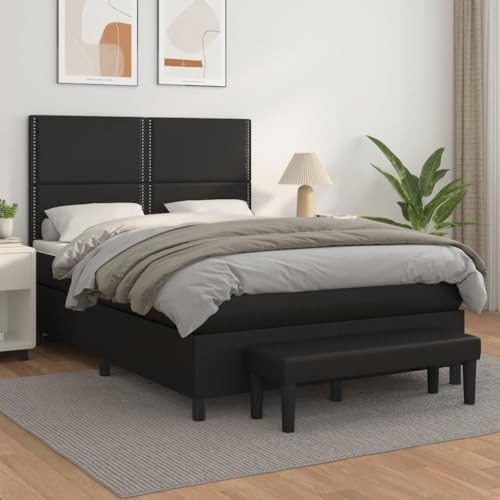 Teenpull Hochwertiges Boxspringbett Set mit Matratze, Kopfteil und Bank, 140x190 cm, strapazierfähiges Schwarz Kunstleder, Polsterbett für erholsamen Schlaf, stabiles Bettgestell Teenpull Hochwertiges Boxspringbett Set mit Matratze, Kopfteil und Bank, 140x190 cm, strapazierfähiges Schwarz Kunstleder, Polsterbett für erholsamen Schlaf, stabiles Bettgestell von Teenpull