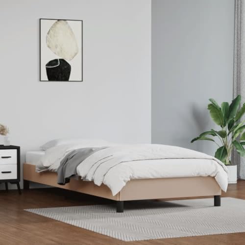 Teenpull Hochwertiges Kunstleder Bettgestell Cappuccino-Braun 90x190 cm, Stabiler Rahmen, integriertes Kopfteil, Moderne Plattform Polsterbett Möbel für erholsamen Schlaf Teenpull Hochwertiges Kunstleder Bettgestell Cappuccino-Braun 90x190 cm, Stabiler Rahmen, integriertes Kopfteil, Moderne Plattform Polsterbett Möbel für erholsamen Schlaf von Teenpull