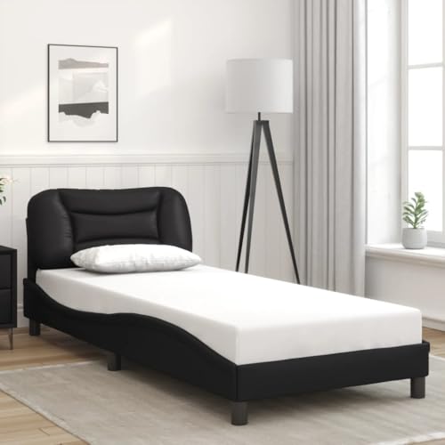 Teenpull Hvar Bettgestell 90x190 cm Schwarz Kunstleder, Wellenförmiges Design, Robustes Plattform-Bett mit Kopfteil Kissen für Ihr Schlafzimmer Teenpull Hvar Bettgestell 90x190 cm Schwarz Kunstleder, Wellenförmiges Design, Robustes Plattform-Bett mit Kopfteil Kissen für Ihr Schlafzimmer von Teenpull