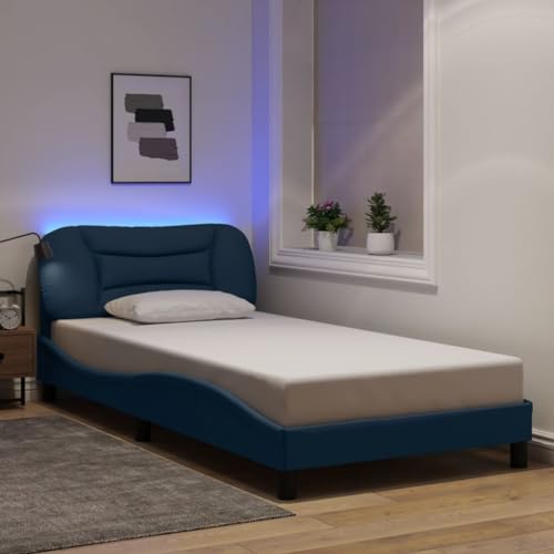 Teenpull Hvar Polsterbett Blau 100x200 cm mit LED Beleuchtung, atmungsaktiver Stoffbezug, stabiles Bettgestell Kopfteil, Moderne Plattform Bett Möbel ohne Matratze Teenpull Hvar Polsterbett Blau 100x200 cm mit LED Beleuchtung, atmungsaktiver Stoffbezug, stabiles Bettgestell Kopfteil, Moderne Plattform Bett Möbel ohne Matratze von Teenpull