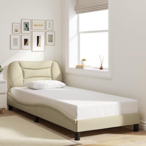 Teenpull Hvar Polsterbettgestell Creme 90x190 cm, Stoffbezug mit Kopfteil Kissen, Stabiler Lattenrost aus Sperrholz, modernes Design für Schlafzimmer, ohne Matratze Teenpull Hvar Polsterbettgestell Creme 90x190 cm, Stoffbezug mit Kopfteil Kissen, Stabiler Lattenrost aus Sperrholz, modernes Design für Schlafzimmer, ohne Matratze von Teenpull