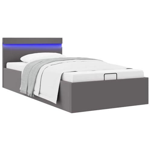 Teenpull Hydraulisches Bett mit Bettkasten, LED-Beleuchtung, Grau Kunstleder, 90x200 cm, Modernes Polsterbett Stauraum für Schlafzimmer, Stabiles Bettgestell mit Kopfteil Teenpull Hydraulisches Bett mit Bettkasten, LED-Beleuchtung, Grau Kunstleder, 90x200 cm, Modernes Polsterbett Stauraum für Schlafzimmer, Stabiles Bettgestell mit Kopfteil von Teenpull