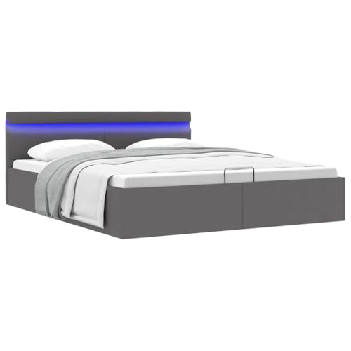 Teenpull Hydraulisches Bett mit Bettkasten LED Beleuchtung Grau Kunstleder 180x200 cm, Modernes Polsterbett Stauraumfunktion für Schlafzimmer, Stabiler Bettrahmen Teenpull Hydraulisches Bett mit Bettkasten LED Beleuchtung Grau Kunstleder 180x200 cm, Modernes Polsterbett Stauraumfunktion für Schlafzimmer, Stabiler Bettrahmen von Teenpull