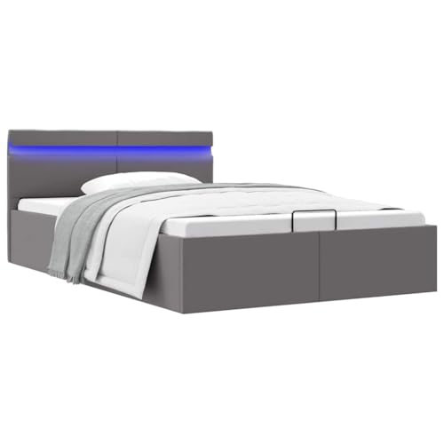 Teenpull Hydraulisches Polsterbett mit Bettkasten, LED-Beleuchtung, Grau Kunstleder, 140x200 cm, Modernes Stauraumbett für Schlafzimmer, inklusive Gasdruckfeder, solides Bettgestell für Matratzen Teenpull Hydraulisches Polsterbett mit Bettkasten, LED-Beleuchtung, Grau Kunstleder, 140x200 cm, Modernes Stauraumbett für Schlafzimmer, inklusive Gasdruckfeder, solides Bettgestell für Matratzen von Teenpull