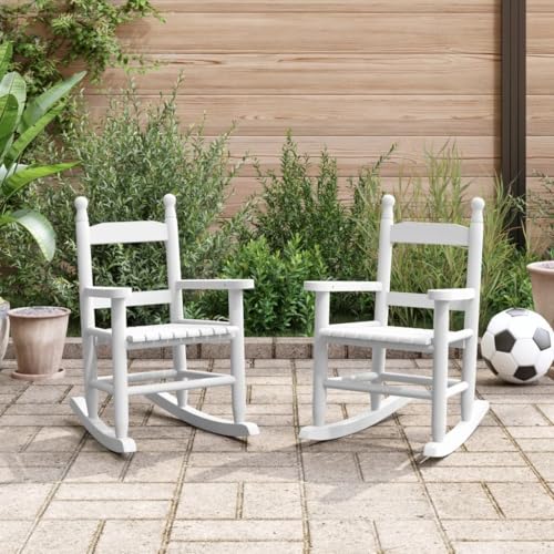 Teenpull Kinder Schaukelstuhl 2er-Set, Weißes Pappel Massivholz, Sichere Schaukelbewegung für Schlafzimmer, Garten, Wohnzimmer von Teenpull