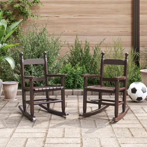 Teenpull Kinder Schaukelstuhl 2er-Set Braun, Massivholz Pappel, sanfte Bewegung für entspannte Momente im Kinderzimmer oder Garten, sicheres Design von Teenpull
