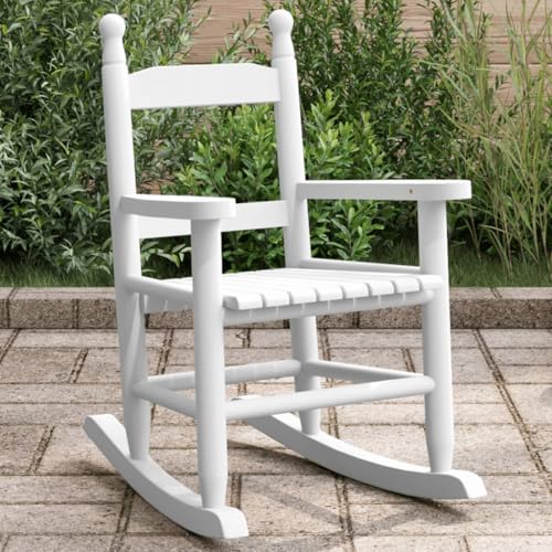 Teenpull Kinder Schaukelstuhl Weiß aus massivem Pappelholz, bequem für drinnen und draußen, sicherer Akzent für Kinderzimmer und Spielbereiche von Teenpull