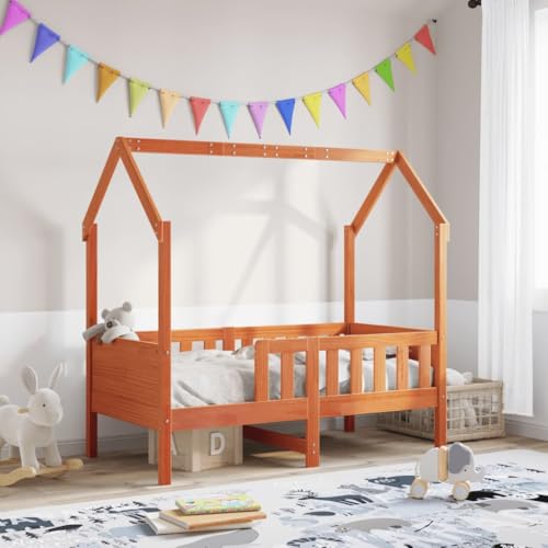 Teenpull Kinderbett Hausbett Wachsbraun 70x140 cm Kiefer Massivholz, Spielhaus Design mit Lattenrost, Stabiles Kinderzimmer Möbel Teenpull Kinderbett Hausbett Wachsbraun 70x140 cm Kiefer Massivholz, Spielhaus Design mit Lattenrost, Stabiles Kinderzimmer Möbel von Teenpull