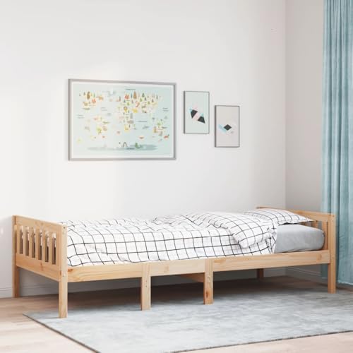 Teenpull Kinderbett ohne Matratze, Massivholz Kiefer Bettrahmen 75x190 cm, Robustes Einzelbett mit Lattenrost für Kinderzimmer, langlebige Schlafzimmer Möbel Unterstützung von Teenpull