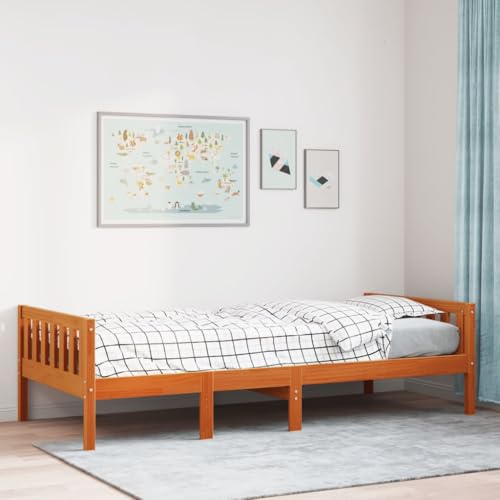 Teenpull Kinderbett ohne Matratze Wachsbraun 75x190 cm Massivholz Kiefer für Kinderzimmer Jugendbett Stabil mit Lattenrost Möbel Bettrahmen Holzrahmen Robust Langlebig für Erholsamen Schlaf von Teenpull