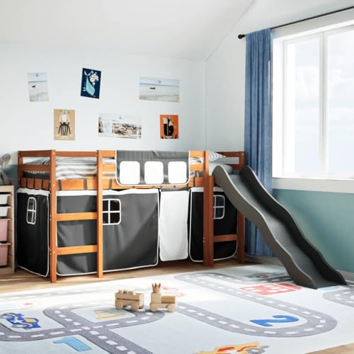 Teenpull Kinderhochbett Massivholz Kiefer Weiß Schwarz Vorhänge, sicherer Bettrahmen mit Rutsche und Rausfallschutz, stabiles Spielbett für Kinder ab 6 Jahren Teenpull Kinderhochbett Massivholz Kiefer Weiß Schwarz Vorhänge, sicherer Bettrahmen mit Rutsche und Rausfallschutz, stabiles Spielbett für Kinder ab 6 Jahren von Teenpull