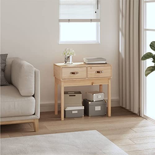 Teenpull Konsolentisch 76,5x40x75 cm aus Massivholz Kiefer, mit 2 Schubladen, vielseitig einsetzbar für Wohnzimmer, Schlafzimmer, Flur von Teenpull