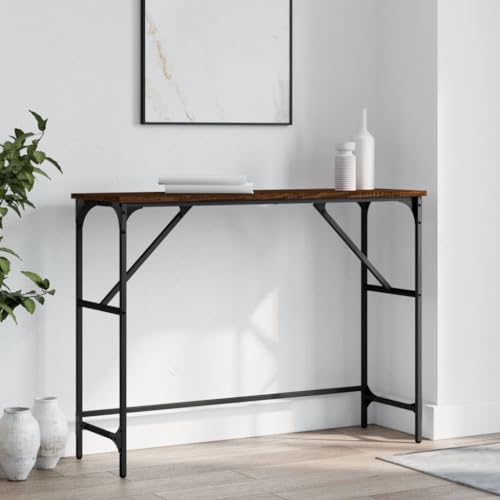 Teenpull Konsolentisch Braun Eichen-Optik, Schmaler Beistelltisch aus Holzwerkstoff, Metallrahmen für Flur, Wohnzimmer, Schlafzimmer, 100x32x75 cm Teenpull Konsolentisch Braun Eichen-Optik, Schmaler Beistelltisch aus Holzwerkstoff, Metallrahmen für Flur, Wohnzimmer, Schlafzimmer, 100x32x75 cm von Teenpull
