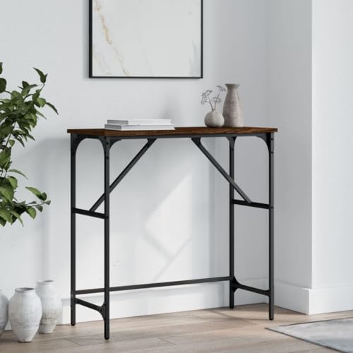 Teenpull Konsolentisch Braun Eichen-Optik, Schmaler Beistelltisch aus Holzwerkstoff mit Metallrahmen, 75x32x75 cm für Flur, Wohnzimmer, Schlafzimmer Teenpull Konsolentisch Braun Eichen-Optik, Schmaler Beistelltisch aus Holzwerkstoff mit Metallrahmen, 75x32x75 cm für Flur, Wohnzimmer, Schlafzimmer von Teenpull