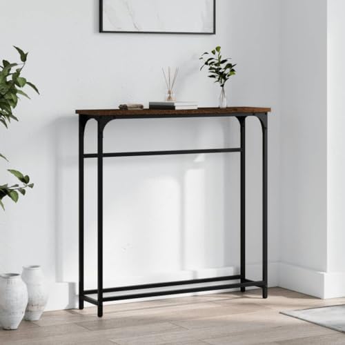 Teenpull Konsolentisch Braun Eichen-Optik, Schmaler Beistelltisch für Flur, Wohnzimmer, Schlafzimmer, Industrieller Stil, Robuste Ablage aus Holzwerkstoff mit Metallrahmen Teenpull Konsolentisch Braun Eichen-Optik, Schmaler Beistelltisch für Flur, Wohnzimmer, Schlafzimmer, Industrieller Stil, Robuste Ablage aus Holzwerkstoff mit Metallrahmen von Teenpull