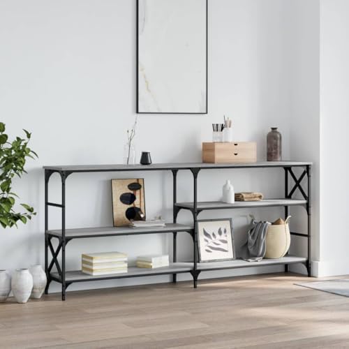 Teenpull Konsolentisch Grau Sonoma 180x29x76,5 cm Holzwerkstoff für Flur, Wohnzimmer und Eingangsbereich mit Stauraum, Stabiler Rahmen von Teenpull