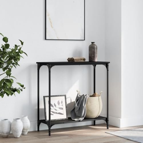 Teenpull Konsolentisch Schwarz, 75x30,5x75 cm, aus Holzwerkstoff, mit Ablage und verstellbaren Beinen, ideal für Flur, Wohnzimmer und Eingangsbereich Teenpull Konsolentisch Schwarz, 75x30,5x75 cm, aus Holzwerkstoff, mit Ablage und verstellbaren Beinen, ideal für Flur, Wohnzimmer und Eingangsbereich von Teenpull