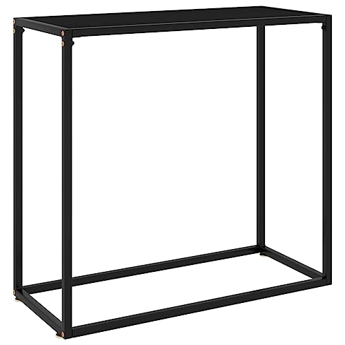 Teenpull Konsolentisch Schwarz 80x35x75 cm, Hartglas Beistelltisch für Wohnzimmer, Moderner Flurtisch mit Robustem Stahlrahmen von Teenpull