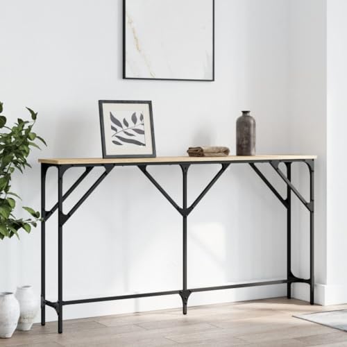 Teenpull Konsolentisch Sonoma-Eiche, 140x23x75 cm, aus Holzwerkstoff, schmaler Flurtisch für Wohnzimmer, stabil mit Metallrahmen, vielseitig einsetzbar Teenpull Konsolentisch Sonoma-Eiche, 140x23x75 cm, aus Holzwerkstoff, schmaler Flurtisch für Wohnzimmer, stabil mit Metallrahmen, vielseitig einsetzbar von Teenpull