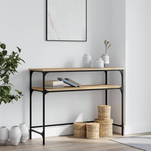 Teenpull Konsolentisch Sonoma-Eiche 100x35,5x75 cm, robuster Holzwerkstoff Beistelltisch mit Metallrahmen, ideal für Wohnzimmer, Flur und Eingangsbereich Teenpull Konsolentisch Sonoma-Eiche 100x35,5x75 cm, robuster Holzwerkstoff Beistelltisch mit Metallrahmen, ideal für Wohnzimmer, Flur und Eingangsbereich von Teenpull