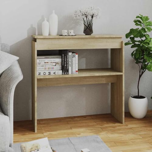 Teenpull Konsolentisch Sonoma-Eiche 80x30x80 cm, schmaler Flurtisch aus Holzwerkstoff, vielseitig einsetzbar für Wohnzimmer, Eingangsbereich Teenpull Konsolentisch Sonoma-Eiche 80x30x80 cm, schmaler Flurtisch aus Holzwerkstoff, vielseitig einsetzbar für Wohnzimmer, Eingangsbereich von Teenpull