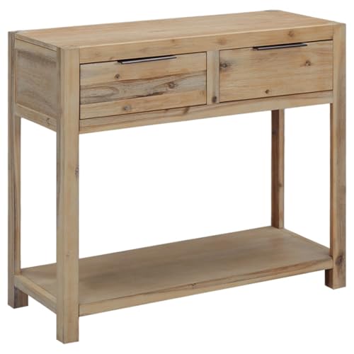 Teenpull Konsolentisch aus massivem Akazienholz, gebürstet, 82x33x73 cm, mit 2 Schubladen und Ablage, ideal für Wohnzimmer und Flur, vielseitiges Möbelstück Teenpull Konsolentisch aus massivem Akazienholz, gebürstet, 82x33x73 cm, mit 2 Schubladen und Ablage, ideal für Wohnzimmer und Flur, vielseitiges Möbelstück von Teenpull