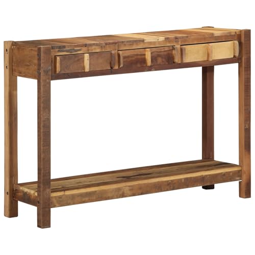 Teenpull Konsolentisch aus recyceltem Massivholz, 107x33x76 cm, mit 3 Schubladen, rustikaler Beistelltisch für Flur, Wohnzimmer Teenpull Konsolentisch aus recyceltem Massivholz, 107x33x76 cm, mit 3 Schubladen, rustikaler Beistelltisch für Flur, Wohnzimmer von Teenpull