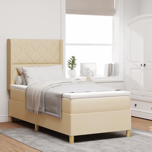 Teenpull LED Boxspringbett mit Matratze, 90x190 cm, Stoff, Creme, gepolstert, modern, für Schlafzimmer, inklusive Bezug Teenpull LED Boxspringbett mit Matratze, 90x190 cm, Stoff, Creme, gepolstert, modern, für Schlafzimmer, inklusive Bezug von Teenpull