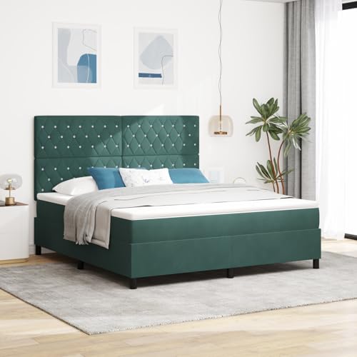 Teenpull LED Boxspringbett mit Matratze, Dunkelgrün, 180x200 cm, Samt, luxuriöses upholstered Schlafzimmer Furniture Set für Ihr Zuhause von Teenpull